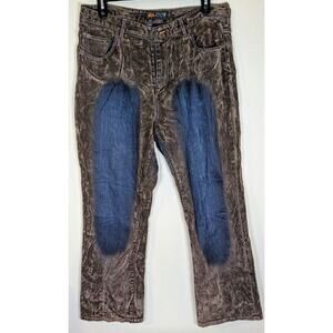 Route 66 Stretch Fit Jeans 20W Flocked Velvet Distressed Denim Retro Grunge